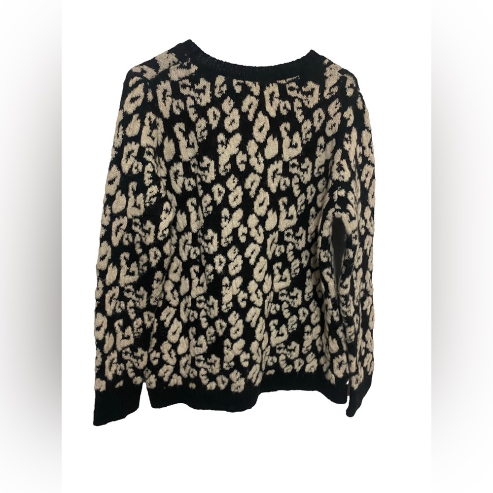 Mango Black and Cream Animal Print Sweater